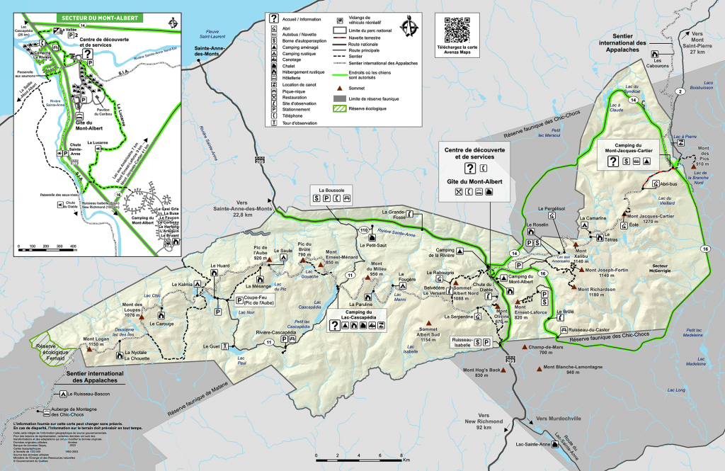 Carte du parc de la Gaspésie