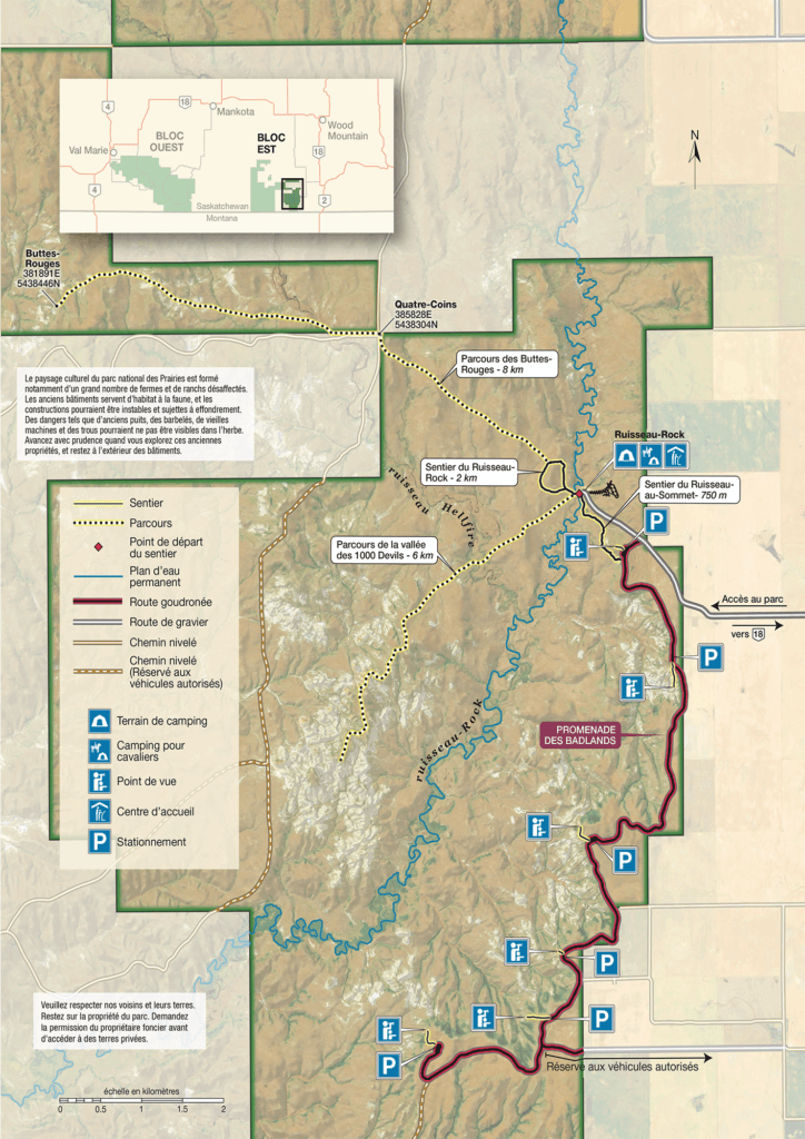 Carte du bloc Est du Parc National des Prairies
